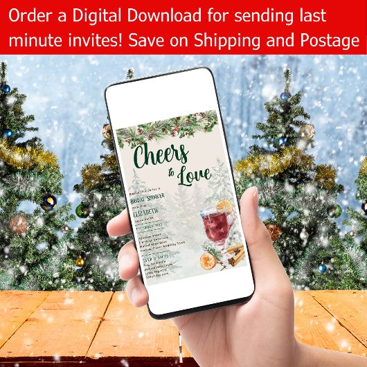 LeahG Mulled wijn Proost op Liefde Winter Bruiloft Kaart