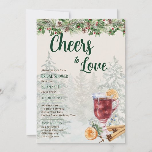 LeahG Mulled wijn Proost op Liefde Winter Bruiloft Kaart (Voorkant)