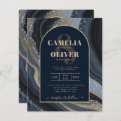 LeahG Navy Blauw Goud Agaat STERRENHEMEL Trouwfees (Voorkant / Achterkant)