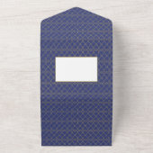 LeahG Navy Blauw Gouden Islamitische Moslim Huweli All In One Uitnodiging (Buitenkant)