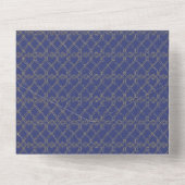 LeahG Navy Blauw Gouden Islamitische Moslim Huweli All In One Uitnodiging (Achterkant)