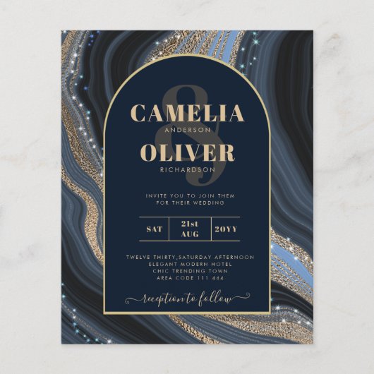 LeahG Navy Blauwe Gouden Agaat STARRY NIGHT Trouwj Flyer (Voorkant)