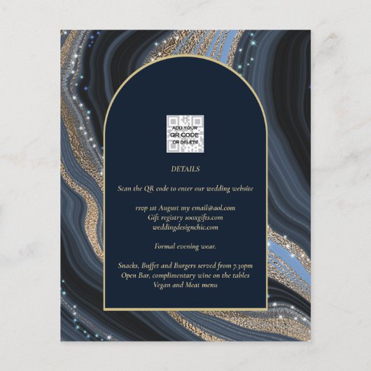 LeahG Navy Blauwe Gouden Agaat STARRY NIGHT Trouwj Flyer (Achterkant)
