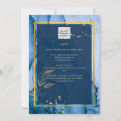 LeahG® Navy Blauwe Gouden Alcohol Inkt Trouwfeest Kaart (Achterkant)
