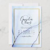 LeahG Navy Blauwe Gouden INK Abstract Trouw INVITA Kaart (Voorkant)