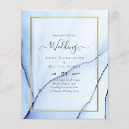 LeahG Navy Blauwe Gouden INK Abstracte Trouw UITNO Flyer