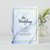 LeahG Navy Blauwe Gouden INK Abstracte Trouw UITNO Kaart (Staand voorkant)