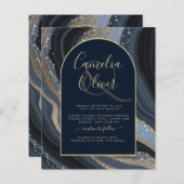 LeahG Navy Blue Gold Agate STERRENNACHT Wedding (Voorkant / Achterkant)