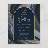 LeahG Navy Blue Gold Agate STERRENNACHT Wedding (Voorkant)