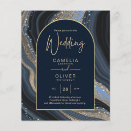 LeahG Navy Blue Gold Agate STERRENNACHT Wedding Flyer