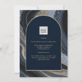 LeahG Navy Blue Gold Agate STERRENNACHT Wedding Kaart (Achterkant)