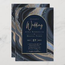LeahG Navy Blue Gold Agate STERRENNACHT Wedding