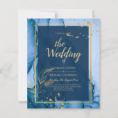 LeahG® Navy Blue Gold Alcohol Ink Wedding (Voorkant)