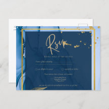 LeahG® Navy Blue Gold Alcohol Ink Wedding