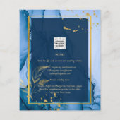 LeahG® Navy Blue Gold Alcohol Ink Wedding Flyer (Achterkant)