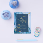 LeahG® Navy Blue Gold Alcohol Ink Wedding Flyer (Enkel)