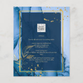 LeahG® Navy Blue Gold Alcohol Ink Wedding Flyer (Achterkant)