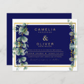 LeahG NAVY BLUE GOLD Greenery Eucalyptus Wedding (Voorkant / Achterkant)
