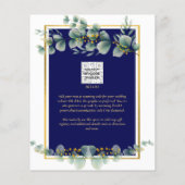 LeahG NAVY BLUE GOLD Greenery Eucalyptus Wedding Flyer (Achterkant)