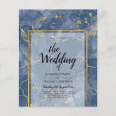 LeahG Navy Blue Gold INK Abstract Wedding INVITE (Voorkant)