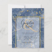 LeahG Navy Blue Gold INK Abstract Wedding INVITE (Voorkant)