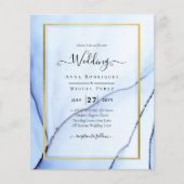 LeahG Navy Blue Gold INK Abstract Wedding INVITE (Voorkant)