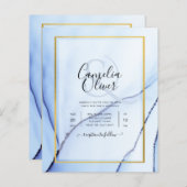 LeahG Navy Blue Gold INK Abstract Wedding INVITE (Voorkant / Achterkant)
