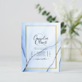 LeahG Navy Blue Gold INK Abstract Wedding INVITE (Staand voorkant)