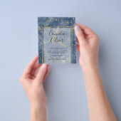 LeahG Navy Blue Gold INK Abstract Wedding INVITE Flyer (Hand)