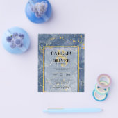 LeahG Navy Blue Gold INK Abstract Wedding INVITE Flyer (Enkel)