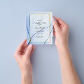 LeahG Navy Blue Gold INK Abstract Wedding INVITE Flyer (Hand)