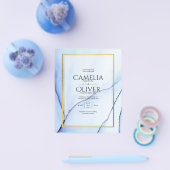 LeahG Navy Blue Gold INK Abstract Wedding INVITE Flyer (Enkel)