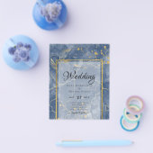 LeahG Navy Blue Gold INK Abstract Wedding INVITE Flyer (Enkel)