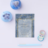 LeahG Navy Blue Gold INK Abstract Wedding INVITE Flyer (Enkel)