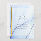 LeahG Navy Blue Gold INK Abstract Wedding INVITE Kaart (Voorkant)