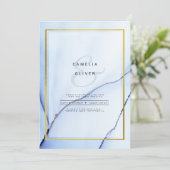 LeahG Navy Blue Gold INK Abstract Wedding INVITE Kaart (Staand voorkant)