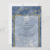 LeahG Navy Blue Gold INK Abstract Wedding INVITE Kaart (Achterkant)