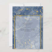 LeahG Navy Blue Gold INK Abstract Wedding INVITE Kaart (Achterkant)