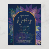 LeahG Navy Paars Gold JEWEL TONES Wedding INVITE (Voorkant)
