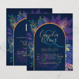 LeahG Navy Paars Gold JEWEL TONES Wedding INVITE