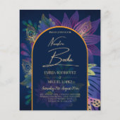 LeahG Navy Paars Gold JEWEL TONES Wedding INVITE (Voorkant)