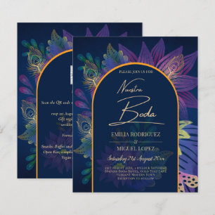 LeahG Navy Paars Gold JEWEL TONES Wedding INVITE