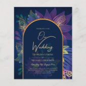 LeahG Navy Paars Gold JEWEL TONES Wedding INVITE (Voorkant)