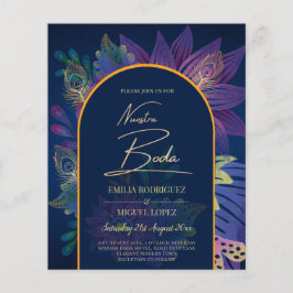 LeahG Navy Paars Gold JEWEL TONES Wedding INVITE Flyer