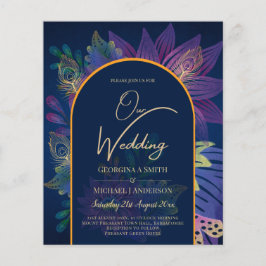 LeahG Navy Paars Gold JEWEL TONES Wedding INVITE Flyer