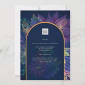 LeahG Navy Paars Gold JEWEL TONES Wedding INVITE Kaart (Achterkant)