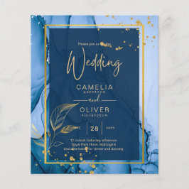 LeahG® Navyblauw Gouden Alcohol Inkt Trouw- Flyer