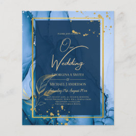 LeahG® Navyblauw Gouden Alcohol Inkt Trouw- Flyer