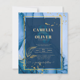 LeahG® Navyblauw Gouden Alcohol Inkt Trouwfeest