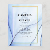 LeahG Navyblauw Gouden INKT Abstracte Trouw UITNOD (Voorkant)